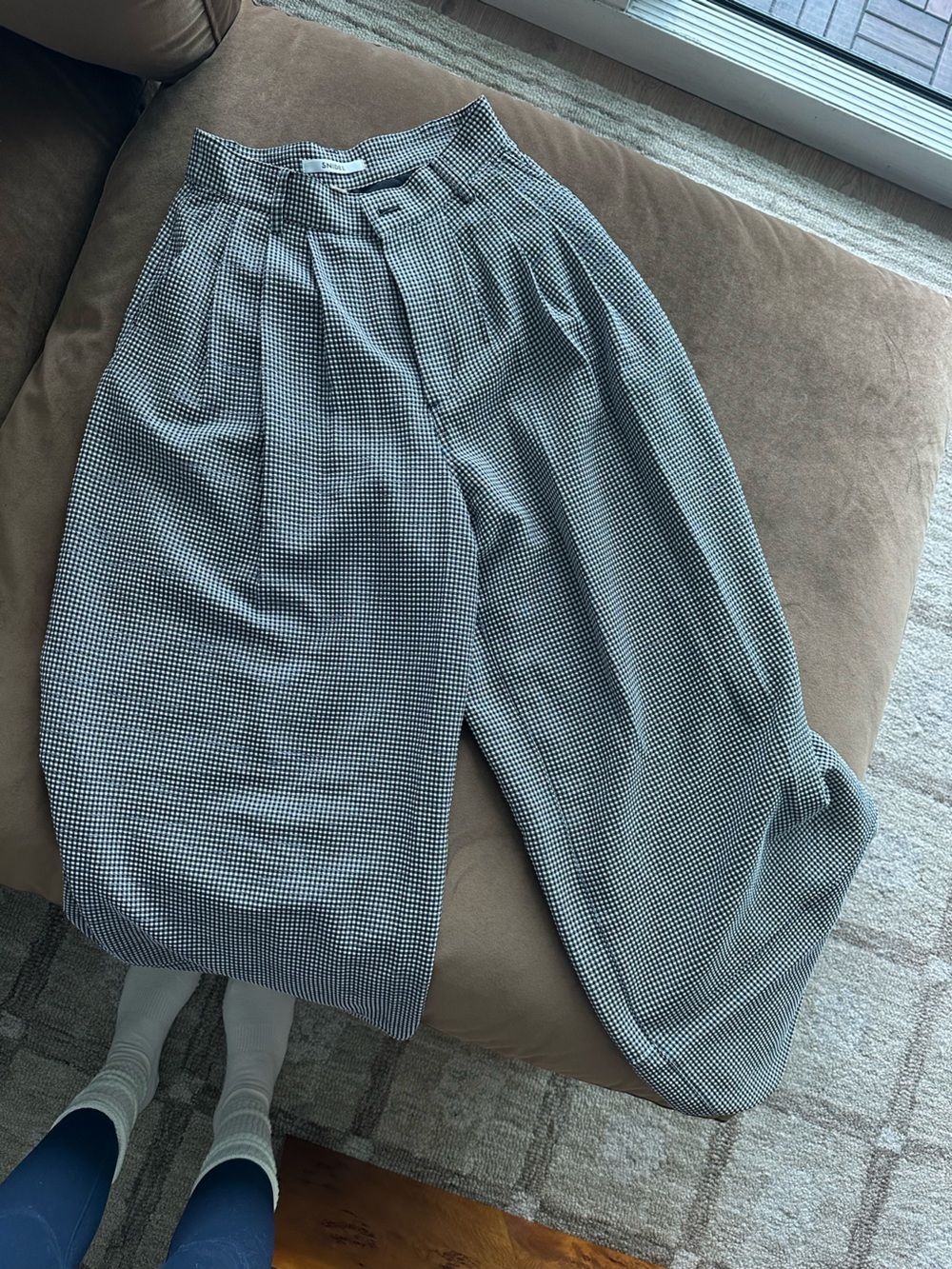 Snidel Black & White Gingham Wide Pants